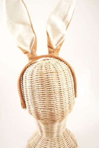 Brown and Cream Fabric Bunny Rabbit Ears on an Aliceband