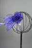 Royal Blue Mesh Net Flower Fascinator with Feathers on a Beak Clip and Brooch  - view 2