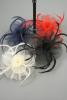 Looped Net with Centre Swirl Fascinator on a Clip and Brooch Pin. In 4 Colours. Black, Red, Navy and Cream  - view 2