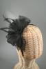 Black Looped Sinamay and Feather Fascinator on a Matching Coloured Satin Fabric Aliceband - view 3