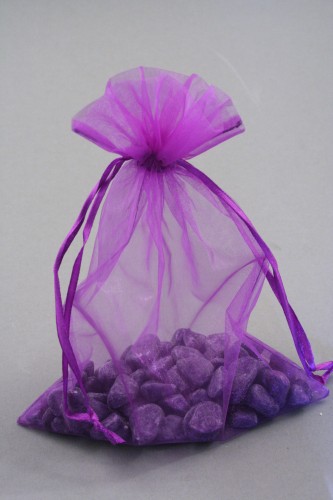 Purple Organza Bag. Approx Size 22cm x 15cm