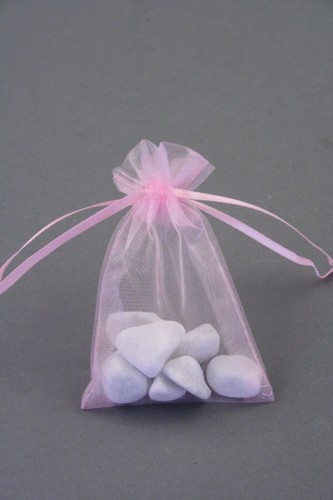 Pink Organza Gift Bag & Wedding Favour Bag. Approx Size 10cm x 7.5cm.