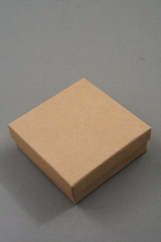 Natural Brown Paper Gift Box. Approx Size: 9cm x 9cm x 3cm. This Box has a Black Flocked Foam Pad Insert