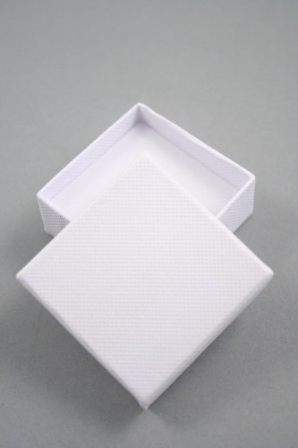White Ring or Earring Giftbox with White Flocked Inner. Approx Size 5cm x 5cm x 2.2cm