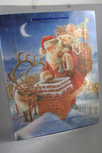 Christmas Santa Chimney Gift Bag. Approx Size 41cm x 32cm  x 9cm.