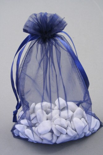 Navy Blue Organza Gift Bag & Wedding Favour Bag. Approx Size 22cm x 15cm 