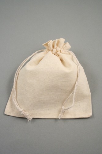 Natural 100% Cotton Drawstring Gift Bag with Natural Pull String. Approx 16cm x 14cm