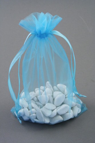 Aquamarine Organza Gift Bag & Wedding Favour Bag. Approx Size 22cm x 15cm 
