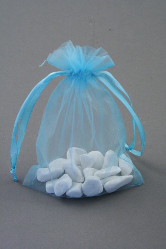 Aquamarine Organza Gift Bag & Wedding Favour Bag. Approx Size 15cm x 11cm 