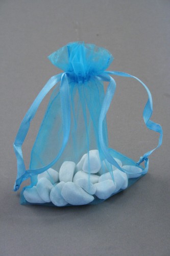Turquoise Organza Bag. Approx Size 15cm x 11cm