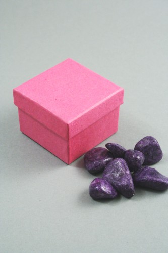 Fuchsia Pink Gift Box. Approx Size 5cm x 5cm x 3.5cm. Black Flock Pad Inner with a 