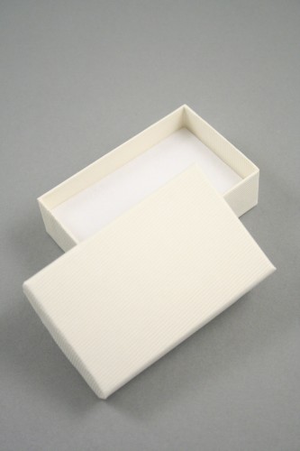 Lined Textured Cream Gift Box with White Flock Insert with two corner slits for a chain and two 2cm centre slits Size 8cm x 5cm x 2.5cm.