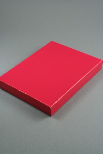 Fuchsia Cardboard Giftbox with Black Flocked Foam Pad Insert with Two Top Slits and Two Side Slits and Holes for Earring Wires. Size Approx 18cm x 14cm x 2.5cm.