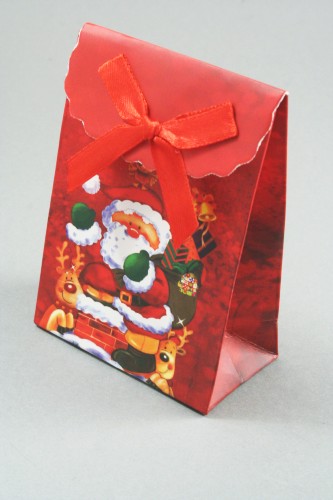 Christmas Santa Gift Box with Velcro Fastner. Mini Size Approx 10cm x 7.5cm x 4cm. Comes Flat packed.