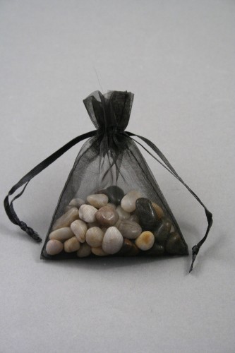 Black Organza Gift Bag & Wedding Favour Bag. Approx Size 10cm x 7.5cm 