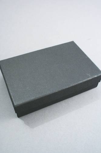 Black Gift Box with Black Flock Inner. Size Approx 7cm x 11cm x 2.5cm 