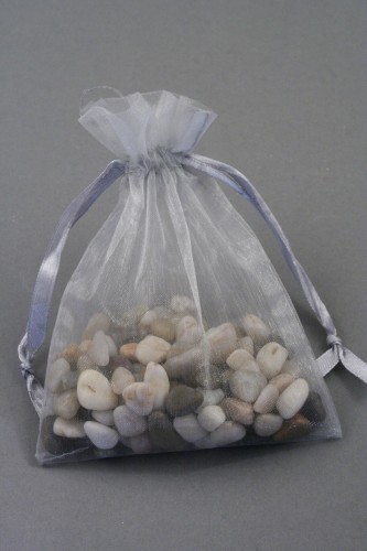 Silver Grey Organza Gift Bag & Wedding Favour Bag. Approx Size 15cm x 11cm 