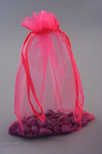 Fuchsia Pink Organza Bag. Approx Size 30cm x 21cm