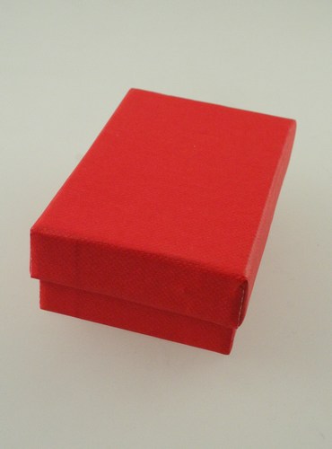 Red Cardboard Gift Box with Black Flock Inner. Approx Size. 5cm x 8cm x 2.5cm