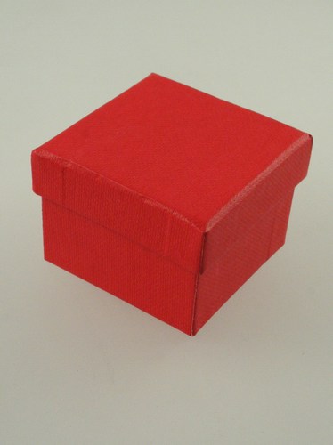 Red Cardboard Ring or Earring Gift Box with Black Flock Inner. Approx Size. 5cm x 5cm x 3.5cm.