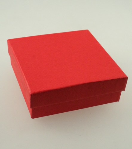 Red Cardboard Giftbox with Black Flock Inner. Approx Size. 9cm x 9cm x 3cm.