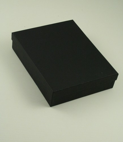 Black Giftbox with Black Flock Inner. Size 14cm x 18cm x 4cm