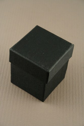 Black Ring Giftbox with Black Flock Inner. Approx Size 5cm x 5cm x 5cm