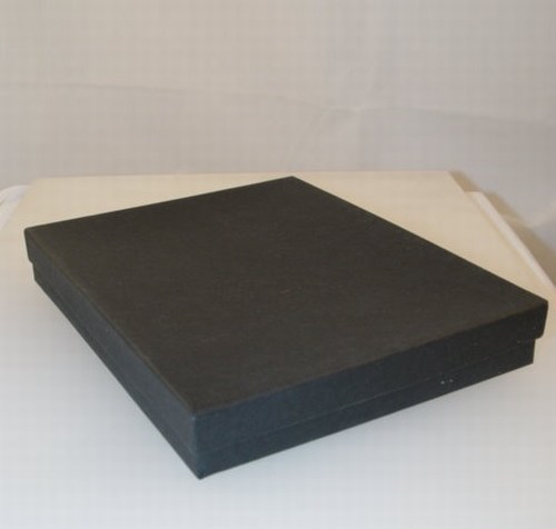 Black Giftbox with Black Flock Inner. Approx Size 18cm x 14cm x 2.6cm