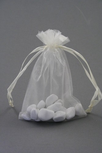 Ivory Organza Gift Bag. Size Approx 15cm x 11cm.