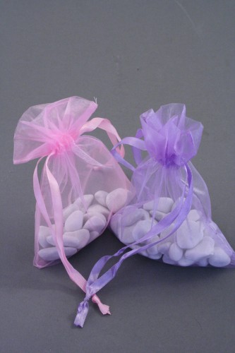 Pink and Lilac Mix Organza Bag. Approx Size 15cm x 11cm