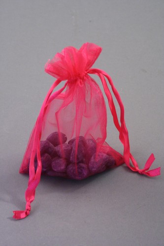Fuchsia Pink Organza Bag. Approx Size 15cm x 11cm