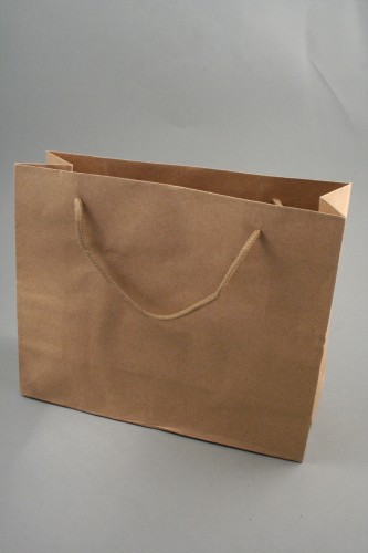 Natural Brown Paper Gift Bag with Corded Handle. (Landscape) Approx Size 37cm x 54cm x 15cm