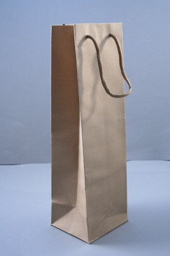 Natural Brown Paper Bottle Gift Bag with Cord Handles. Approx Size 33cm x 10cm x 9cm
