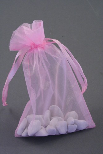 Pink Organza Gift Bag & Wedding Favour Bag. Approx Size 15cm x 11cm.