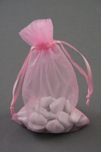 Pink Organza Gift Bag & Wedding Favour Bag. Approx Size 17cm x 11cm.