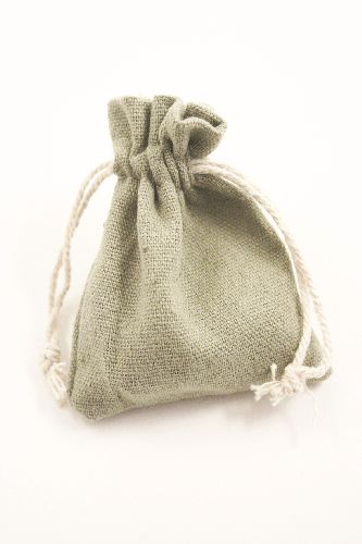 Olive Colour Drawstring Cotton Rich Gift Bag 80% Cotton / 20% Polyester Mix. Approx 10cm x 8cm