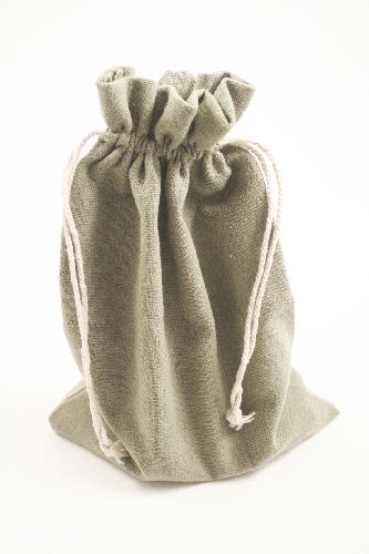 Olive Colour Drawstring Cotton Rich Gift Bag 80% Cotton / 20% Polyester Mix. Approx 25cm x 18cm