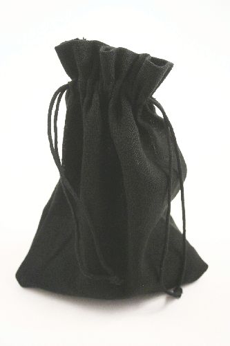 Black Colour Drawstring Cotton Rich Gift Bag 80% Cotton / 20% Polyester Mix. Approx 20cm x 15cm