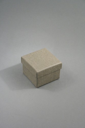 Taupe Linen Effect Gift Box with Black Flocked Inner. Approx Size: 5cm x 5cm x 3.5cm.