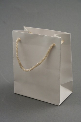 Matt Finish Cream Gift Bag with Matching Corded Handle. Approx Size 11cm x 9cm x 5cm