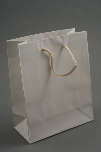 Matt Finish Cream Gift Bag with Matching Corded Handle. Approx Size 15cm x 12cm x 6cm
