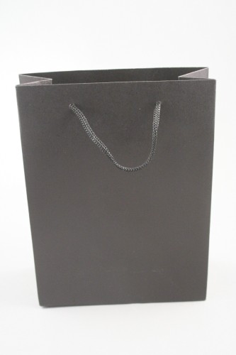 Black Printed Kraft Paper Gift Bag with Black Cord Handles. Approx Size 20cm x 15cm x 6cm
