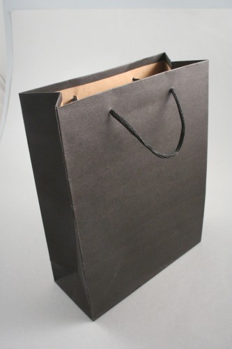 Black Printed Kraft Paper Gift Bag with Black Cord Handles. Approx Size 42cm x 32cm x 10cm