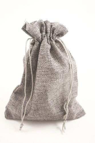 Charcoal Grey Jute Effect Drawstring Gift Bag. Approx 20cm x 15cm