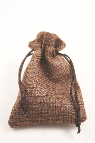 Walnut Jute Effect Drawstring Gift Bag. Approx 10cm x 7cm