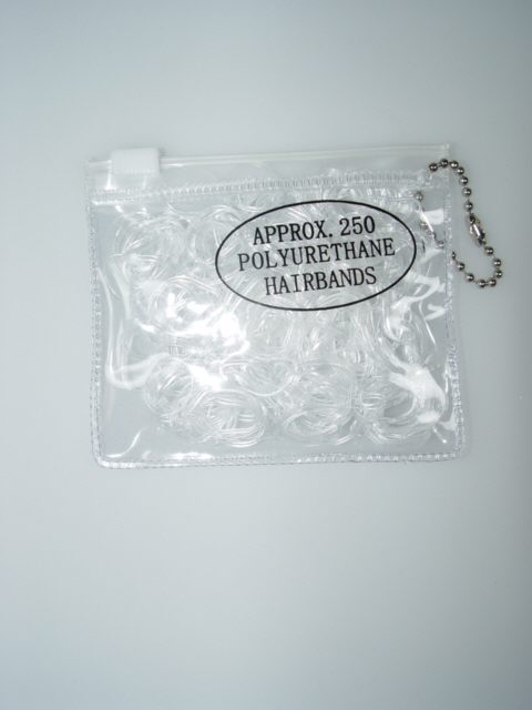 Purse with 250 Small Clear Polyurethane Bands