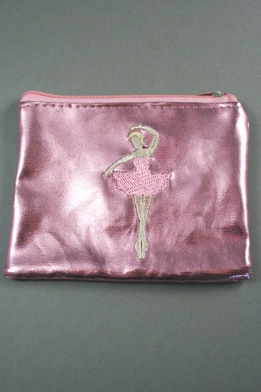 Shiny Metallic Ballerina Motif Purse. Silver and Pink Assortment.