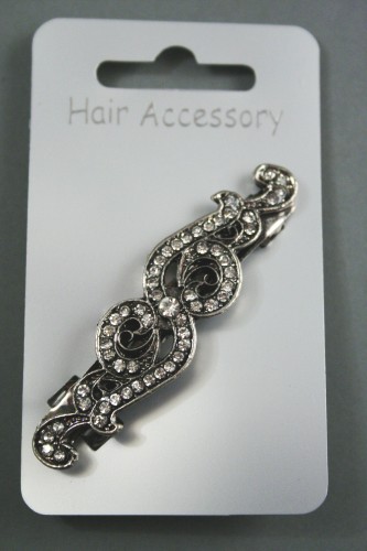 Antique Vintage Crystal Swirl Barrette. Approx 6.5cm.