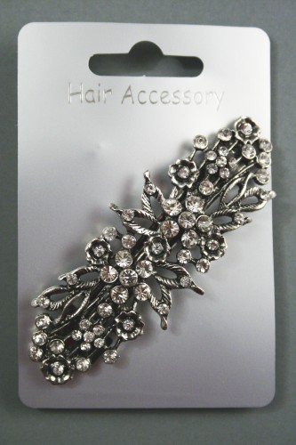 Vintage Crystal Flower Barrette. Approx 8cm.