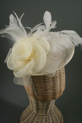 Large Cream Net and Sinamay Hatinator on an Aliceband.